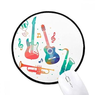 Imagem de Mouse pad com estampa de instrumentos coloridos, verde, rosa, para mesa, escritório, tapete redondo para computador