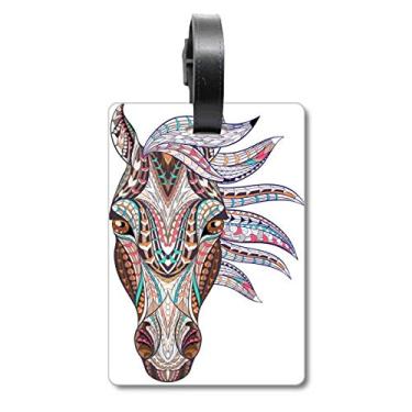 Imagem de Estilo Mosaico Colorido, Design de Cavalo para Bagagem, Etiqueta de Bagagem, Etiqueta de Scutcheon