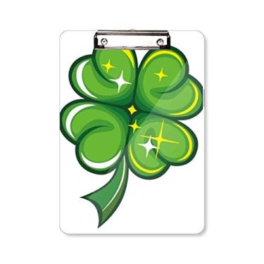 Imagem de Prancheta com trevo de quatro folhas da Irlanda Dia de São Patrício, pasta, bloco de notas A4