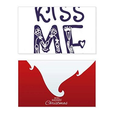 Imagem de Kiss Me Linda citação feita à mão, feriado, feriado, cartão de felicitações, mensagem de Natal