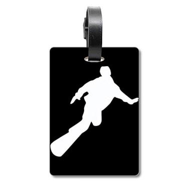 Imagem de Skateboarding Sport Black Outline Mala Etiqueta para Bagagem Cartão de Bagagem Scutcheon Etiqueta