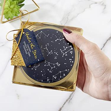 Imagem de Conjunto de porta-copos de vidro Kate Aspen Under the Stars, azul marinho/dourado/branco