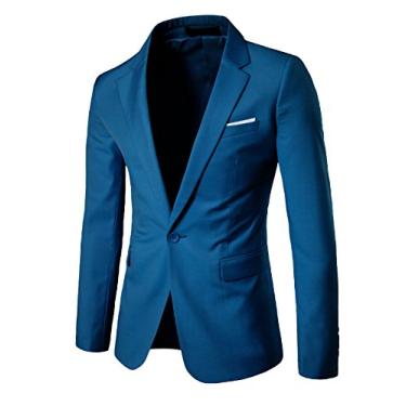 Imagem de Bestgift masculino slim um botão blazer M azul marinho