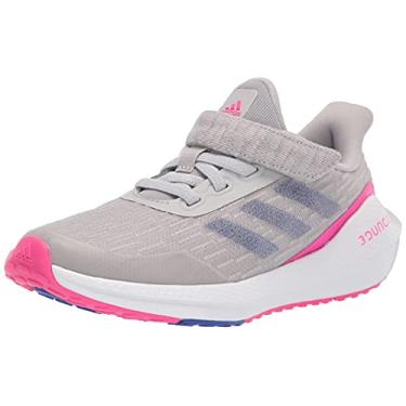 Imagem de adidas EQ21 Run Elastic Shoe, Grey/Sonic Ink/Shock Pink, 3 US Unisex Little Kid