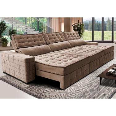 Imagem de Sofá Retrátil e Reclinável 3,85m Cama inBox Big Puffer. com SoftGel D40 Velupluma