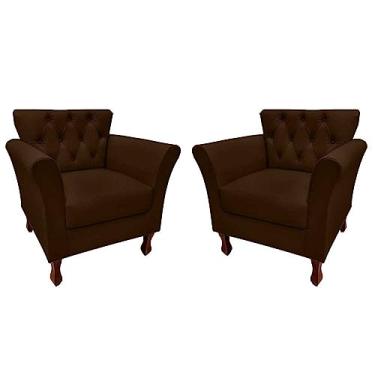 Imagem de Kit 2 Poltronas Decorativa Estofada Sala Escritório Salão (Suede marrom)