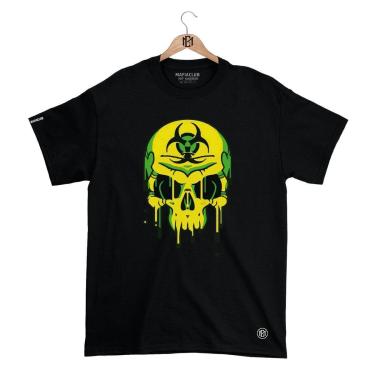 Imagem de Camiseta Mafiaclub Gola Redonda Estampa CAVEIRA RADIOATIVA Streetwear fio 30.1 Penteado...
