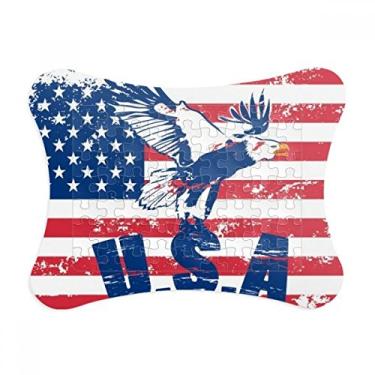 Imagem de Bandeira da América Haliaeetus leucocephalus Eagle Moldura de quebra-cabeça Decoração de imagem Enfeite de jogo de quebra-cabeça