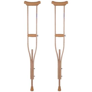 Imagem de Muleta leve de madeira para as axilas, andador adulto antiderrapante de altura ajustável telescópica - 1 par Present