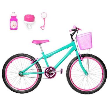 Imagem de Bicicleta Aro 24 Feminina Alumínio Colorido Garrafinha Fon Fon Retrovi