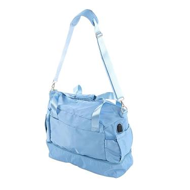 Imagem de Bolsa de Treino Feminina, Porta de Carregamento Usb de Grande Capacidade, Bolsa de Ginástica Com Alça Ajustável, Fechamento Com Zíper, Durável para Ioga (Azul claro)