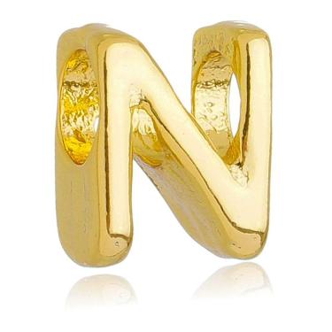 Imagem de Berloque Letra N Separador Pandora Banhado a Ouro 18k - Premium