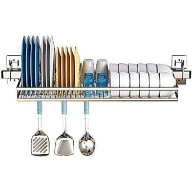 Imagem de Sobre O Rack De Secagem De Pratos Da Pia, Rack De Secador De Escorredor De Pratos De Aço Pendurado Com Suporte De Utensílio De Faca Ganchos Economizador De Espaço Para Suprimentos De Cozinha Organ