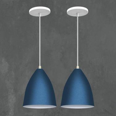 Imagem de Kit 2 Lustres Pendentes Modelo Vegas Luxo Azul Com Branco