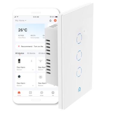 Imagem de Evolut Interruptor Smart Wifi Inteligente Touch 3 Botões Padrão 4x2 Compativel Tuya Smart Life EH-130