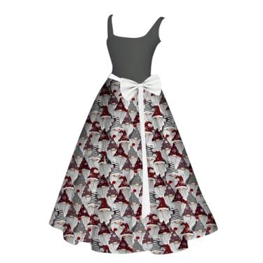 Imagem de UIFLQXX Vestido maxi feminino de Natal com estampa de gnomo preto com glitter, casual, gola redonda, vestido sexy sem mangas, A4 - cinza, XXG