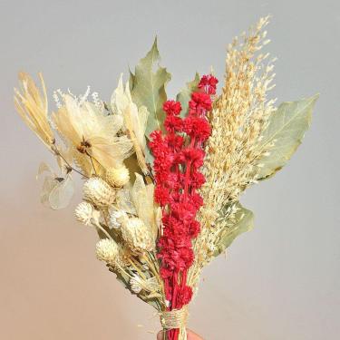 Imagem de Buquê de flores desidratadas decoração capim verde