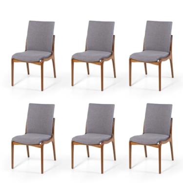 Imagem de Conjunto 6 Cadeiras de Jantar Estofada em Madeira Garbo Cinza Escuro – Straub Web