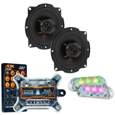 Imagem de Kit 2 Alto Falantes 5  JBL FLEX4 5TRFX55 110 Watts Rms + Kit 2 Strobo AJK 6W Ritimico 3.0