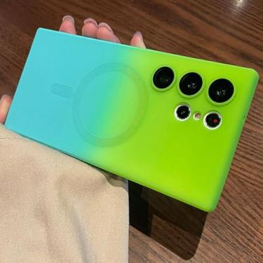 Imagem de Capa de silicone macio gradiente para Samsung Galaxy S23 S22 Ultra S21 Plus Note 20 Filme de câmera capa de carregamento sem fio, GreenSkyBlue, para Samsung S22