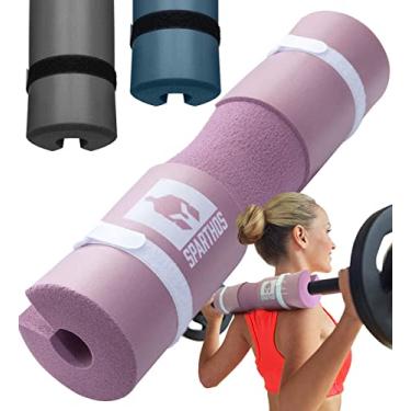 Imagem de Sparthos Almofada de agachamento de barra para pulmões e agachamentos – Almofada de impulso de quadril para barras padrão e olímpicas – Almofada de barra de peso para pescoço e ombro – Suporte para agachamento Hipthrust Thrusts Thruster Rack (Flamingo Pink)