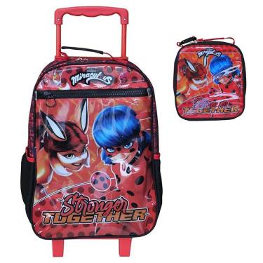 Imagem de Kit Mochila Lancheira Dermiwill Miraculous Vermelho