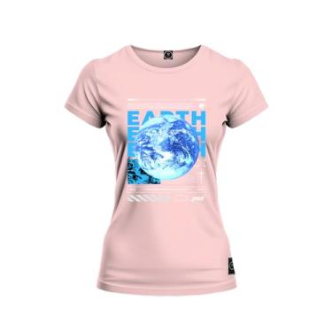 Imagem de Baby Look T-Shirt Algodão Premium Estampada Earth Terra Rosa M