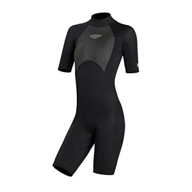 Imagem de Roupa de mergulho masculina para adultos, short de neoprene, 2 mm, roupa de mergulho e surfe, maiô térmico de manga curta com zíper nas costas para mergulho com snorkel, caiaque, esportes aquáticos