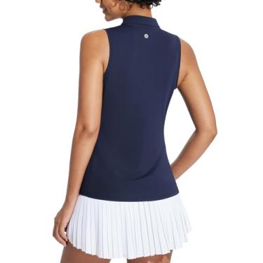Imagem de BALEAF Camisetas femininas de golfe, sem mangas, tênis, polo, costas nadador com gola, regatas atléticas de secagem rápida, Azul regular, G