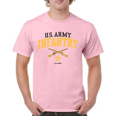 Imagem de Camiseta US Army Infantry Military Pride Veteran DD 214 Patriotic Armed Forces Soldier Gear Licenciada Masculina, Rosa claro, XXG