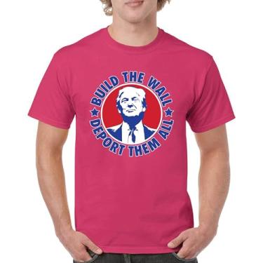 Imagem de Camiseta masculina Donald Trump 2024 Build The Wall Deport Them All MAGA America First FJB Republican President 47, Rosa choque, 5G