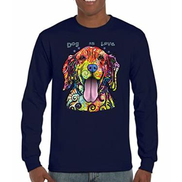 Imagem de Camiseta de manga comprida Dean Russo Labrador Retriever Love Pet Dog is Love, Azul marinho, M