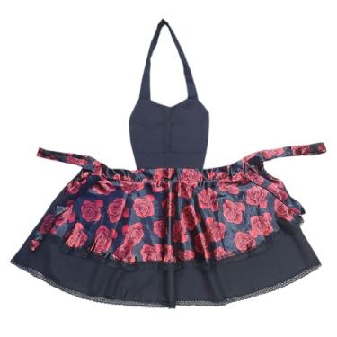 Imagem de Fantasia Feminina Festa Halloween Avental Temático Caveira Mexicana e Morcego + Meia 7/8 Combinando (Rosa Vermelha)