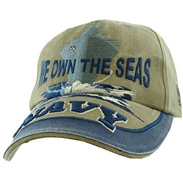 Imagem de Boné bordado 3D US Navy "We OWN the Seas" - Boné com fecho de fivela ajustável azul-marinho, Azul-marinho, Tamanho Único