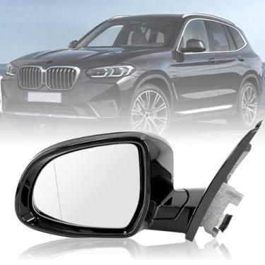 Imagem de DanVard Conjunto de espelho retrovisor lateral do motorista compatível com BMW X3 G01 G08 2018-2023 2.0L 3.0L Preto Esquerdo Retrovisores externos externos sem câmera, com seta de ponto cego