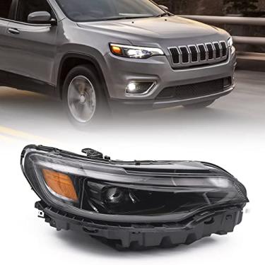 Imagem de VLINCAR Conjunto de farol compatível com Jeep Cherokee Xenon HID 2019-2022 farol de substituição dianteiro direito do lado do passageiro (RH) 68275944AH CH2503325