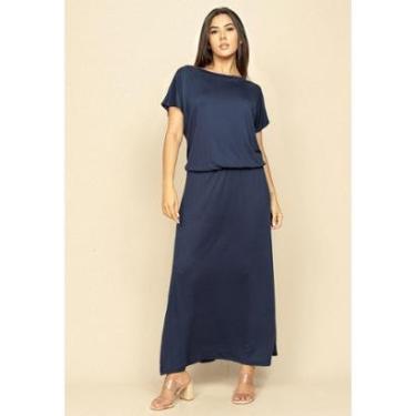 Imagem de Vestido Longo Morcego Malha Azul Marinho - P-Veste do 38 ao 40-Feminino
