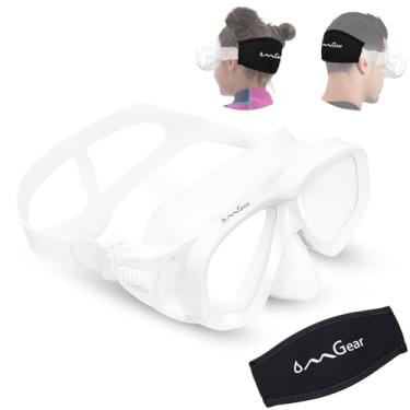 Imagem de OMGear Óculos de natação com cobertura de nariz, máscara de mergulho, equipamento de mergulho, máscara de snorkel para adultos, para mergulho sem mergulho, pesca com arpão de neoprene, resistente a impactos (branca)