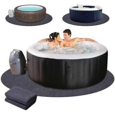Imagem de ALYCLIP Tapete inflável redondo para banheira de hidromassagem de 250 cm de diâmetro, tapete protetor de piso absorvente para piscina de spa - À prova d'água e antiderrapante para proteger a piscina