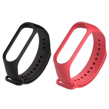 Imagem de Kit 2 Pulseiras extras NSmart compatível com MI Band 4 ou 3 (Preta+Vermelha)