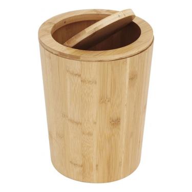 Imagem de Lixeira Madeira Multiuso 10 L Basculante 30x23cm - Bege 