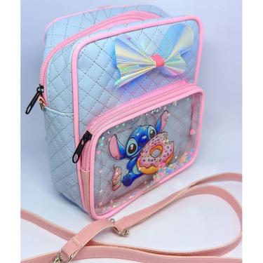 Imagem de Bolsa infantil Menina Mochila com Bolsa Disney Lilo Stitch Bolsinha Gel com Glitter Laç...