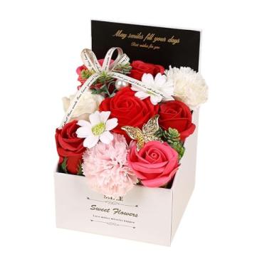 Imagem de Generic Lindas rosas perfumadas florais cravo flor sabonete sabonete flor em presente Bo, presente para o dia dos namorados dia das mães, Vermelho