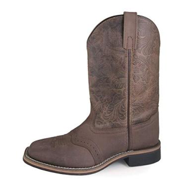 Imagem de Smoky Mountain Boots | Brandy Series | Bota feminina ocidental | 25,4 cm de altura | Couro de bico quadrado | Sola de borracha e salto bloco | Forro de tricô e cabedal de couro | Haste de aço, Óleo marrom envelhecido/marrom, 7