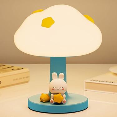 Imagem de Luminária de cabeceira de nuvem para crianças, linda luminária de silicone portátil com brilho de 3 níveis, luz noturna recarregável para quarto de criança, luminária de mesa LED regulável, presente