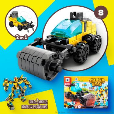 Imagem de Blocos de Montar e Desmontar (Nº 8) Caminhão Trator Rolo 2 em 1 Robô Transformers Truck Bots Block Brinq 50 Peças
