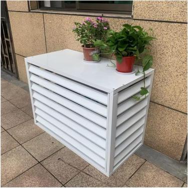 Imagem de Tela de ar condicionado removível em liga de alumínio para ambientes externos com veneziana inclinada Guardrail Estrutura de ar condicionado à prova de água à prova de ferrugem Beacapacity,