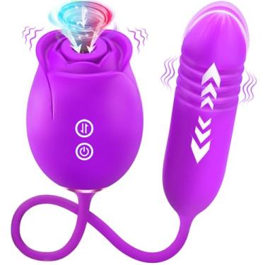 Imagem de Rose Sex Toys for Women - Upgraded Rose Sex Stimulator for Women with 18 Sucking Thrusting Dildo G Spot Vibrator Clitoral Stimulator, Rose Sex Sucker Adult Sex Toys Games for Woman Couples Pleasure