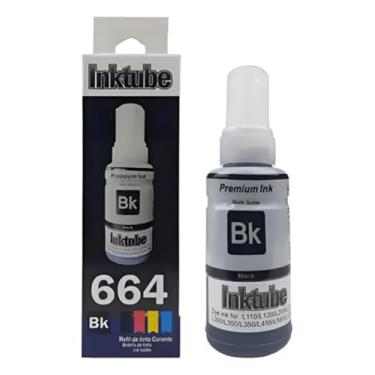 Imagem de Tinta InkTube Preta 70ml COR PROFUNDA E DEFINIÇÃO MÁXIMA Compatível com Epson 664 para L355 L365 L395 L455 L220 e Mais
