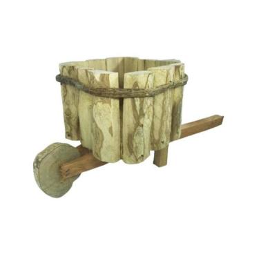 Imagem de Carriola De Madeira Modelo Carrinho De Mão Decoração